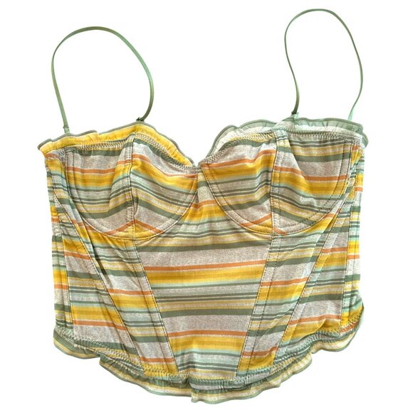 Out From Under Urban Outfitters Striped Bustier Crop Top Corset Bra Size Medium - Picture 3 of 7